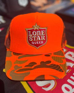 Orange camo trucker